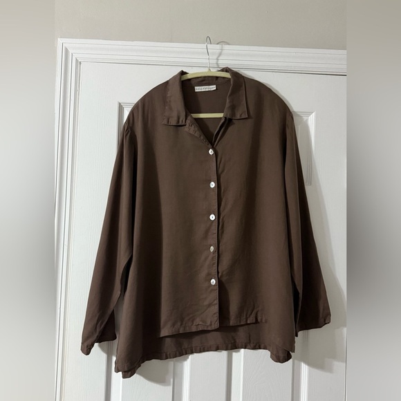 Bryn Walker 100% Tencel Button Up Long Sleeve Shirt Women Medium Brown - Picture 1 of 7